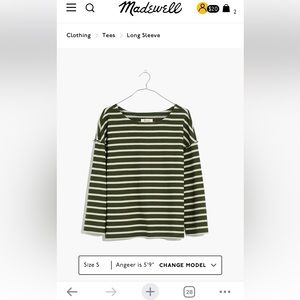 NWT Madewell crop long sleeve striped tee